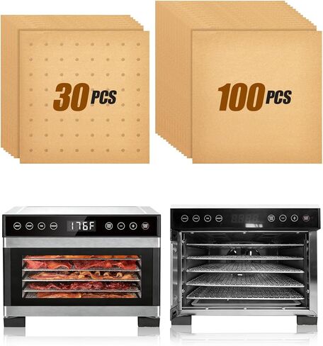 130PCs Dehydrator Sheets Compatible with COSORI 5-Tray Food Dehydrator, Includes 100 Normal & 30 Perforated Parchment Paper Liners, Non Stick Greaseproof Paper for Jerky, Fruit Leather, and Dog Treats in Saudi Arabia