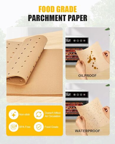 130PCs Dehydrator Sheets Compatible with COSORI 5-Tray Food Dehydrator, Includes 100 Normal & 30 Perforated Parchment Paper Liners, Non Stick Greaseproof Paper for Jerky, Fruit Leather, and Dog Treats in Saudi Arabia