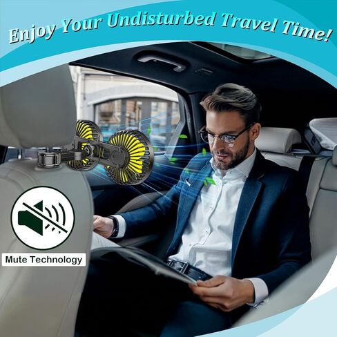 مروحة سيارة qidoe للمقعد الخلفي، مراوح محمولة تعمل بمنفذ USB لمراوح تبريد السيارة بدوران 360 درجة مع 3 سرعات، مروحة دوران هواء 5 فولت، مشبك قابل للتعديل لجميع أنواع السيارات in Kuwait