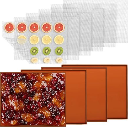 4 قطع من صواني تجفيف السيليكون و6 أوراق تجفيف شبكية، حصيرة صينية سيليكون غير لاصقة قابلة لإعادة الاستخدام مع حافة، متوافقة مع بطانات Cosori CP267-FD للسوائل وجلود الفاكهة والأعشاب واللحوم والزبادي in Saudi Arabia