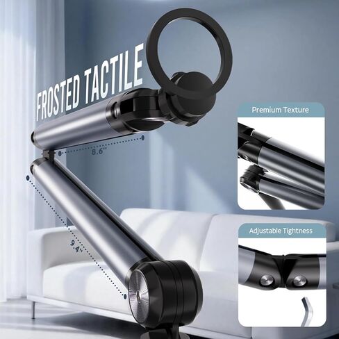 Magnetic Phone Floor Stand, Aluminum iPhone Overhead Stand with Adjustable Arm & Remote for Multi-Angle Creative Shooting, Stable Stand for iPhone/Android in Saudi Arabia