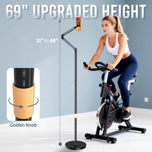 Magnetic Phone Floor Stand, Aluminum iPhone Overhead Stand with Adjustable Arm & Remote for Multi-Angle Creative Shooting, Stable Stand for iPhone/Android in Saudi Arabia