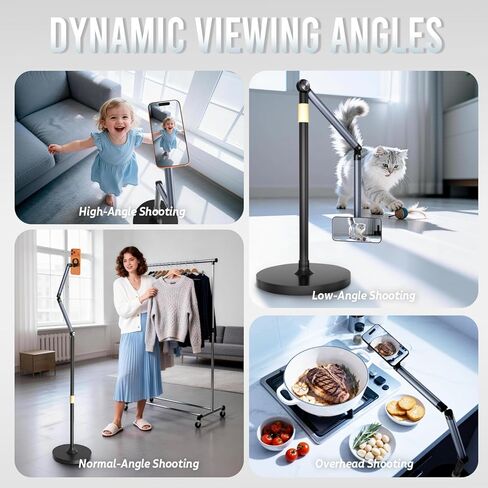 Magnetic Phone Floor Stand, Aluminum iPhone Overhead Stand with Adjustable Arm & Remote for Multi-Angle Creative Shooting, Stable Stand for iPhone/Android in Saudi Arabia