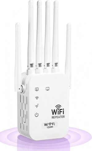 2026 معزز إشارة موسعات WiFi للمنزل، 1200 ميجابت في الثانية ثنائي النطاق 5 جيجا هرتز 2.4 جيجا هرتز إشارة طويلة المدى تصل إلى 10000 قدم مربع و50 جهازًا (6 هوائيات) in Kuwait