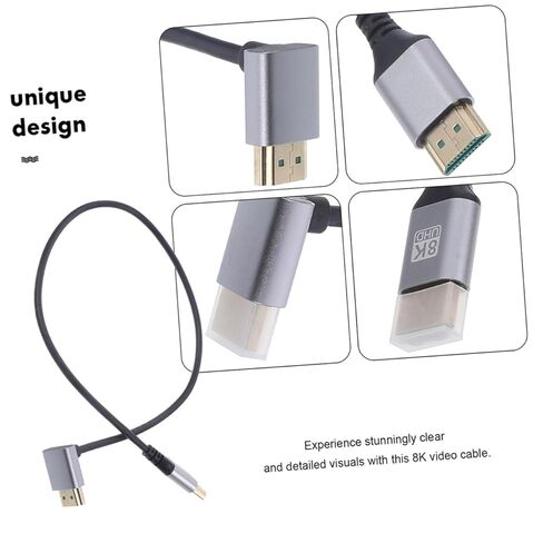 Kisangel 8k High-Definition Video Cable 1 Meter Downward Angle Male to Male Connector PC Display Tv Coupler Cord for Laptop and Television Accessories in Saudi Arabia