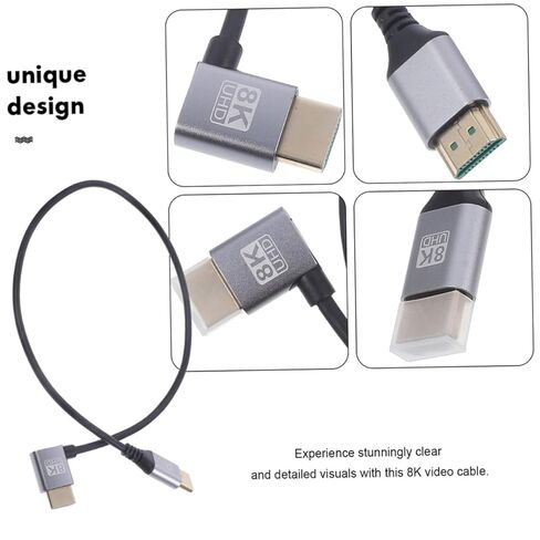 OSALADI 8k Male to Male Video Cable 1m Left Bent HD Monitor Connector Computer Video Cord for Tv and Projector Use in Saudi Arabia