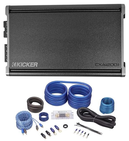 KICKER 46CXA12001T CXA1200.1 1200 Watt RMS Mono Class D Car Stereo Amplifier Bundle with Rockville RWK21 2 Gauge Amp Installation Kit ANL Fuse Holder 100% Copper RCA in Saudi Arabia