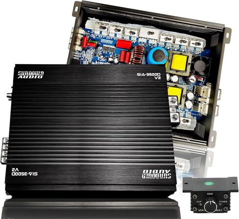حزمة Sundown Audio SIA-3500D V2: مضخم صوت السيارة الذكي بقوة 3500 وات RMS Mono 1-Ohm مع مروحة تبريد ثلاثية السرعات، RWK0CU 0 AWG 100% مجموعة أسلاك تركيب مكبر الصوت الكامل من النحاس، قطعتان in Kuwait