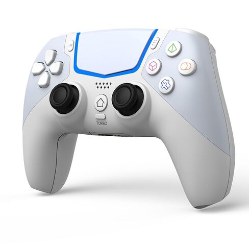 وحدة تحكم BETMI اللاسلكية لجهاز PS5/Pro/Slim/PC، بلوتوث، عصا التحكم في القاعة، توربو، اهتزاز مزدوج، جيروسكوبي 6 محاور، مقبس 3.5 مم، مكبر صوت مدمج (أبيض فاتح) in Kuwait