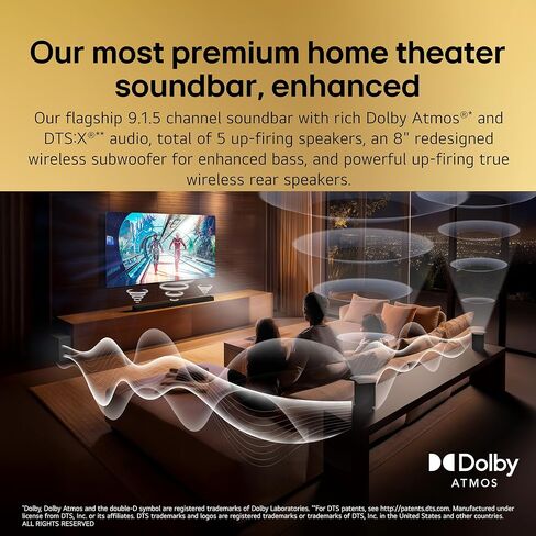 LG S95AR 9.1.5 ch. Home Theater Soundbar with Wireless Subwoofer, Dolby Atmos Audio, TV Synergy, Wow Interface, AI Room Calibration (2025 Model) in Saudi Arabia