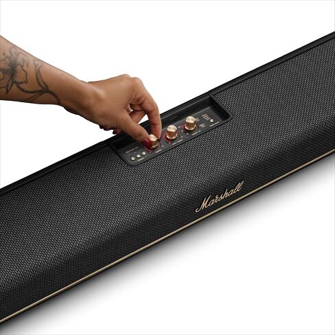 Marshall Heston 120 Soundbar - Dolby Atmos Immersive Sound and Built-in Subwoofer for TV, Movies and Music | Volume, Bass, Treble Controls | Bluetooth, WiFi, HDMI, RCA Inputs - Black in Saudi Arabia