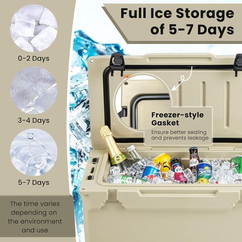 Goplus Cooler, Insulated Large Ice Chest with Portable Handles, Integrated Cup Holders, Leak-Proof Tight Latches, 5-7-day Ice Retention, Heavy Duty Hard Coolers in Saudi Arabia