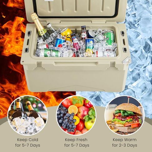 Goplus Cooler, Insulated Large Ice Chest with Portable Handles, Integrated Cup Holders, Leak-Proof Tight Latches, 5-7-day Ice Retention, Heavy Duty Hard Coolers in Saudi Arabia