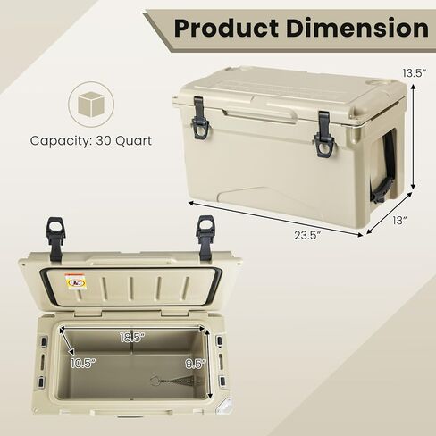 Goplus Cooler, Insulated Large Ice Chest with Portable Handles, Integrated Cup Holders, Leak-Proof Tight Latches, 5-7-day Ice Retention, Heavy Duty Hard Coolers in Saudi Arabia