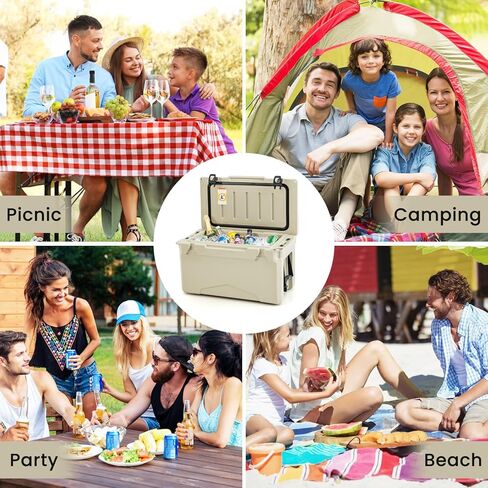 Goplus Cooler, Insulated Large Ice Chest with Portable Handles, Integrated Cup Holders, Leak-Proof Tight Latches, 5-7-day Ice Retention, Heavy Duty Hard Coolers in Saudi Arabia