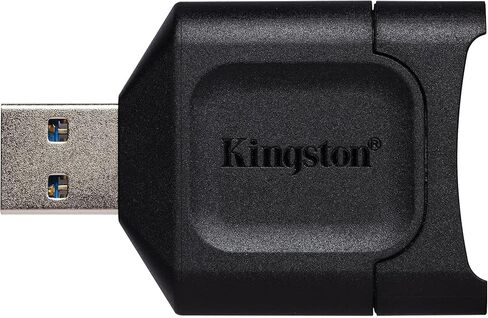 بطاقة Kingston 128GB Canvas React Plus V90 UHS-II SDXC مع قارئ بطاقة SD UHS-II (عبوتان) وحزمة حافظة الذاكرة (3 عناصر) in Saudi Arabia