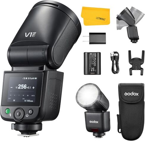 Godox V1 Mid F Flash for Fujifilm, 55Ws 2.4G TTL Round Head Touchscreen Speedlite for Fuji HSS 1/8000s, 2200mAh Li-ion Battery, 650 Full Power Shots, 1.7s Recycle Time, 10 Level LED Modeling Lamp in Saudi Arabia