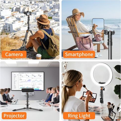 XXZU 75" Camera Tripod, Tripod For Camera Phone with Remote, 360°Ball Head & Phone Holder, Aluminum Compact Phone Tripod/Monopod, Camera Stand Tripod Compatible with iPhone/Canon/DSLR,Max Load 17.64lb in Saudi Arabia