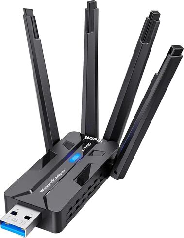 محول USB AX1800Mbps WiFi 6 لأجهزة الكمبيوتر المكتبية والكمبيوتر المحمول، محول شبكة لاسلكي بهوائي 8dBi، محرك مدمج/نطاق مزدوج 5/2.4 جيجا هرتز متوافق مع Windows 7/10/11، USB3.0 in Saudi Arabia
