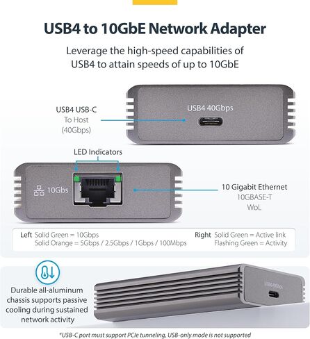 StarTech 10GbE USB4 Ethernet Adapter, External 10Gb Network Card, Thunderbolt 3/4 / 5 Compatible, 10/5/2.5/1Gbps /100Mbps, for Mac/Windows in Saudi Arabia