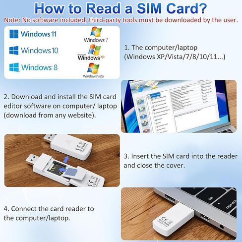 قارئ بطاقة SIM USB - قارئ بطاقة Sim Micro/Nano/Standard - تحرير محول بطاقة SIM من USB إلى SIM، مجموعة محول بطاقة Sim مع دبوس إخراج وقراءة الرسائل/جهات الاتصال، قارئ بطاقة SIM لأجهزة الكمبيوتر المحمولة وأجهزة الكمبيوتر التي تعمل بنظام Windows in Saudi Arabia