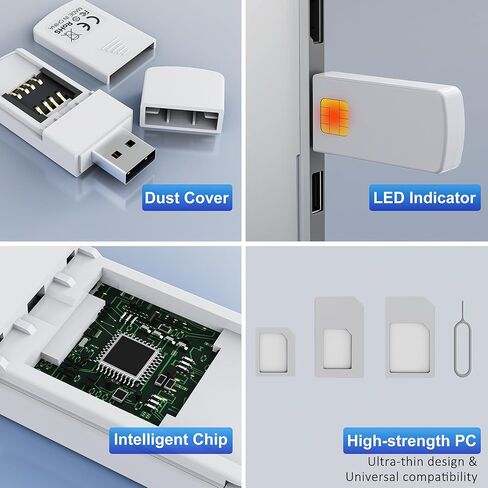 قارئ بطاقة SIM USB - قارئ بطاقة Sim Micro/Nano/Standard - تحرير محول بطاقة SIM من USB إلى SIM، مجموعة محول بطاقة Sim مع دبوس إخراج وقراءة الرسائل/جهات الاتصال، قارئ بطاقة SIM لأجهزة الكمبيوتر المحمولة وأجهزة الكمبيوتر التي تعمل بنظام Windows in Saudi Arabia