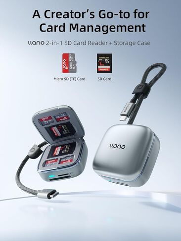 محول قارئ بطاقات llano UHS-II SD&Micro SD، حامل قارئ بطاقات الذاكرة TF 4.0 مع تخزين بطاقات 6 فتحات، التوصيل والتشغيل، F17 قارئ بطاقات ذكية 2 في 1 عالي السرعة لأجهزة Mac وWindows وAndroid وLinux، فضي in Saudi Arabia