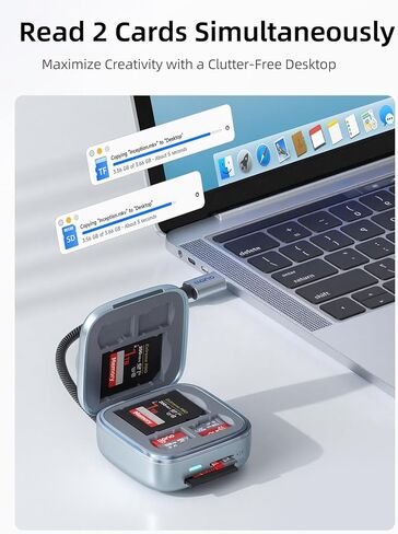 محول قارئ بطاقات llano UHS-II SD&Micro SD، حامل قارئ بطاقات الذاكرة TF 4.0 مع تخزين بطاقات 6 فتحات، التوصيل والتشغيل، F17 قارئ بطاقات ذكية 2 في 1 عالي السرعة لأجهزة Mac وWindows وAndroid وLinux، فضي in Saudi Arabia