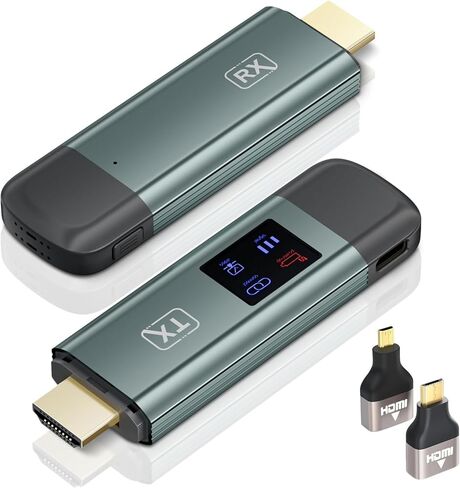 جهاز إرسال واستقبال HDMI لاسلكي TTQ، موسع HDMI لاسلكي 4K مدعوم، غطاء معدني، شاشة LED، نطاق 100 قدم، 2.4G&5G، للكمبيوتر/الكمبيوتر المحمول/الكاميرا/HDTV/جهاز العرض/صندوق التلفزيون in Saudi Arabia