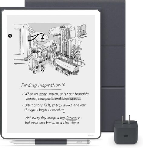 New Amazon Kindle Scribe Essentials Bundle - New Amazon Kindle Scribe (32GB), Premium Pen, Plant-Based Leather Folio Cover-Matcha & Power Adapter in Saudi Arabia