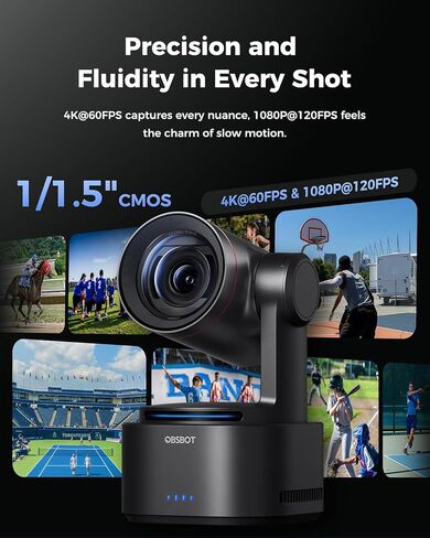 OBSBOT Tail 2 (NDI Activated) Bundle with Remote, PTZR NDI Camera 4K@60FPS, Pro AI Tracking, 1/1.5" CMOS, 50MP, 5X Optical Zoom, 12X Hybrid Zoom, SDI/HDMI/IP/USB 3.0 Output, Streaming Camera in Saudi Arabia