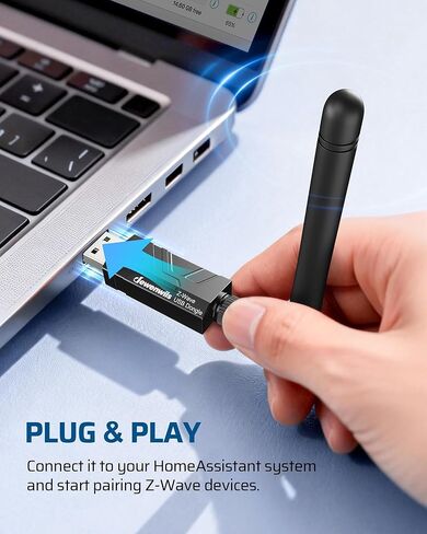 DEWENWILS 800 Z-Wave Dongle, Long Range S2 USB Stick, Compatible with Home Assistant & Other Smart Home Hubs, Plug & Play USB Controller for DIY Smart Home in Saudi Arabia