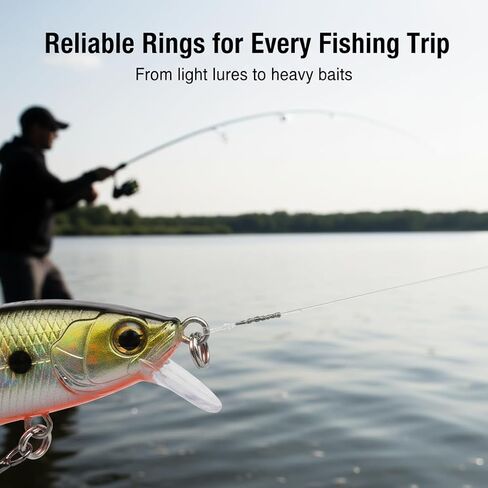 200Pcs Fishing Split Rings, Stainless Steel Lure Connector Rings in 5 Sizes, High-Strength Double Loop Rings for Lures, Hooks, Saltwater and Freshwater Fishing, Storage Box Included in Kuwait
