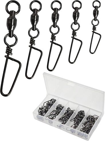 Ball Bearing Swivel Snaps Fishing Swivels & Snaps Saltwater 41pcs/box Heavy Duty Snap Swivels Fishing Tackle Stainless Steel Trolling Swivels with Coastlock Snap Line Connector for Bass, Tuna in Saudi Arabia
