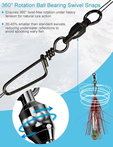 Ball Bearing Swivel Snaps Fishing Swivels & Snaps Saltwater 41pcs/box Heavy Duty Snap Swivels Fishing Tackle Stainless Steel Trolling Swivels with Coastlock Snap Line Connector for Bass, Tuna in Saudi Arabia