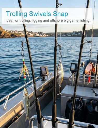 Ball Bearing Swivel Snaps Fishing Swivels & Snaps Saltwater 41pcs/box Heavy Duty Snap Swivels Fishing Tackle Stainless Steel Trolling Swivels with Coastlock Snap Line Connector for Bass, Tuna in Saudi Arabia