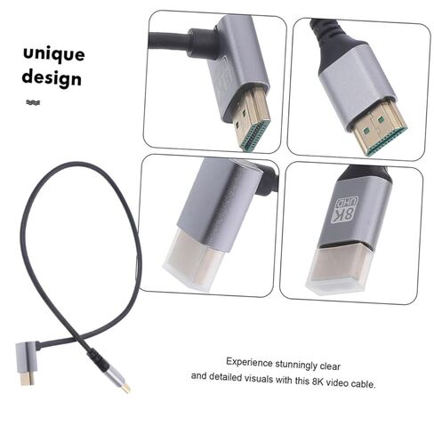 VANZACK 8k Male to Male Video Cable 1 Meter Upward Angle High-Definition Connector for Pc, Monitor, and Tv Connection with Flexible Bend Design in Saudi Arabia