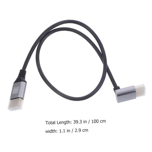 Kisangel 8k Male to Male Video Cable 1 Meter Angled Digital Video Cord for PC Monitor and Tv Connector, Ultra-Thin Flexible Wire for Computer and Home Theater Accessories in Saudi Arabia
