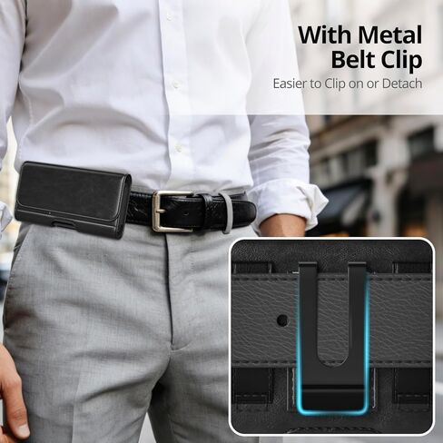 Magnetic Closure Holster for S26 Ultra, S25 Ultra, S24 Ultra 5G, S24 Ultra, S23 Ultra, S22 Ultra, S21 Ultra, S20 Ultra - Leather Belt Case with Metal Clip, Premium Pouch (Fits Slim/Regular Case) in Saudi Arabia