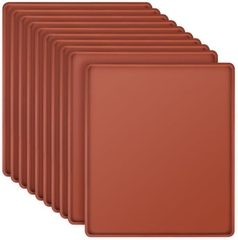 10 PCS Silicone Dehydrator Trays, 12 x 10 Inches Dehydrator Fruit Roll Sheets with Edge, Non-Stick Silicone Tray Liner for Fruit, Jerky, Meat and Yogurt, Brown in Saudi Arabia