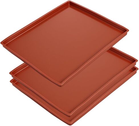 10 PCS Silicone Dehydrator Trays, 12 x 10 Inches Dehydrator Fruit Roll Sheets with Edge, Non-Stick Silicone Tray Liner for Fruit, Jerky, Meat and Yogurt, Brown in Saudi Arabia