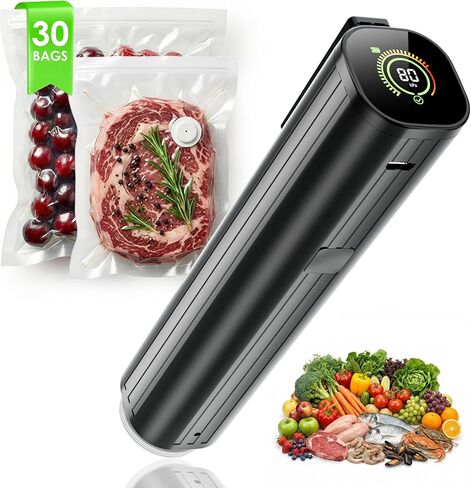 Elxis Vacuum Sealer, Portable handheld Vacuum Sealer + 30 Reusable Vacuum Bags, Portable Food Sealer, With LED pressure display, 2-Speed Pressure Control (60/80 Kpa) in Saudi Arabia