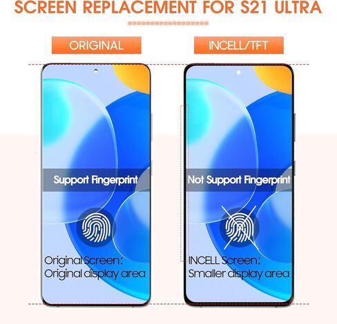 INCELL for Samsung Galaxy S21 Ultra Screen Replacement for S21 Ultra LCD Display G998B SM-G998U LCD Digitizer Touch Screen Assembly with Black Frame(No Fingerprint) in Saudi Arabia