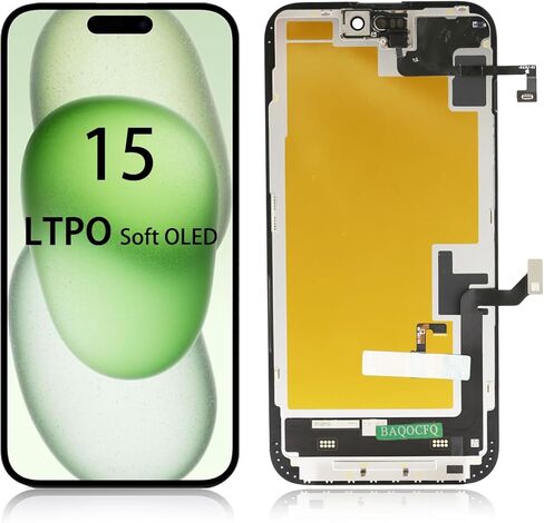 LTPO Soft OLED for iPhone 15 pro max Screen Replacement, Full View Anti-Glare,120Hz OLED Display,6.7 inch Featuring Touch – Complete Repair Kit with Tools, with Light Sensor Flex in Saudi Arabia