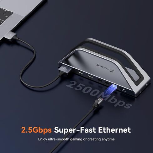 TobenONE 17-IN-2 Macbook Docking Station شاشة مزدوجة 4K، قاعدة توصيل وتشغيل للكمبيوتر المحمول لجهاز MacBook M1-M5 Pro/Max، شاحن 150 واط، 7 USB (حتى 10 جيجابت في الثانية)، 2.5 جيجا إيثرنت، للمنزل والمكتب والاستوديو in Saudi Arabia