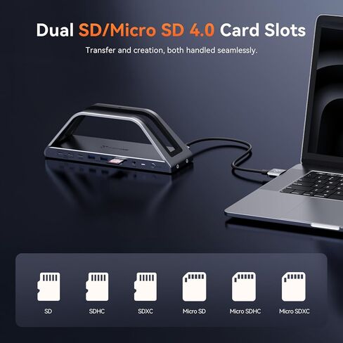 TobenONE 17-IN-2 Macbook Docking Station شاشة مزدوجة 4K، قاعدة توصيل وتشغيل للكمبيوتر المحمول لجهاز MacBook M1-M5 Pro/Max، شاحن 150 واط، 7 USB (حتى 10 جيجابت في الثانية)، 2.5 جيجا إيثرنت، للمنزل والمكتب والاستوديو in Saudi Arabia