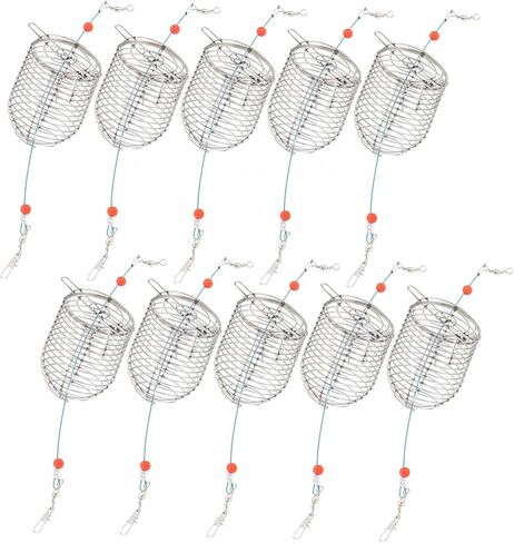 Conskyee Stainless Steel Conical Bait Cage - 10 Pack, Silver with Red Beads, Welded Rustproof Fishing Bait Holder for Catfish, Carp in Freshwater & Saltwater in Saudi Arabia