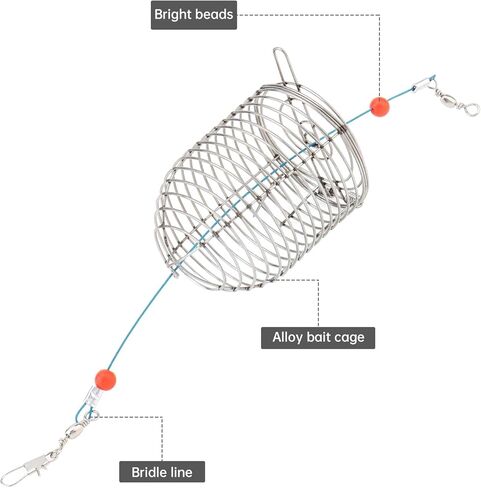 Conskyee Stainless Steel Conical Bait Cage - 10 Pack, Silver with Red Beads, Welded Rustproof Fishing Bait Holder for Catfish, Carp in Freshwater & Saltwater in Saudi Arabia