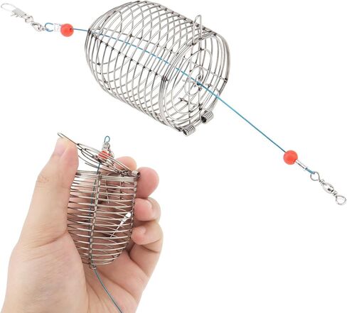 Conskyee Stainless Steel Conical Bait Cage - 10 Pack, Silver with Red Beads, Welded Rustproof Fishing Bait Holder for Catfish, Carp in Freshwater & Saltwater in Saudi Arabia