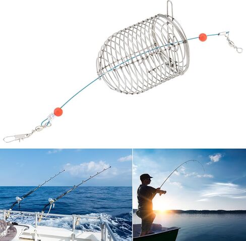 Conskyee Stainless Steel Conical Bait Cage - 10 Pack, Silver with Red Beads, Welded Rustproof Fishing Bait Holder for Catfish, Carp in Freshwater & Saltwater in Saudi Arabia